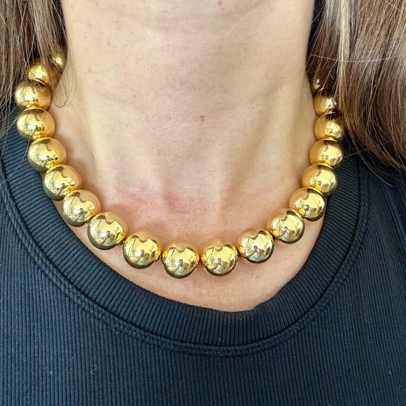 Extra Large Gold Beaded Necklace - Picture 1 of 12